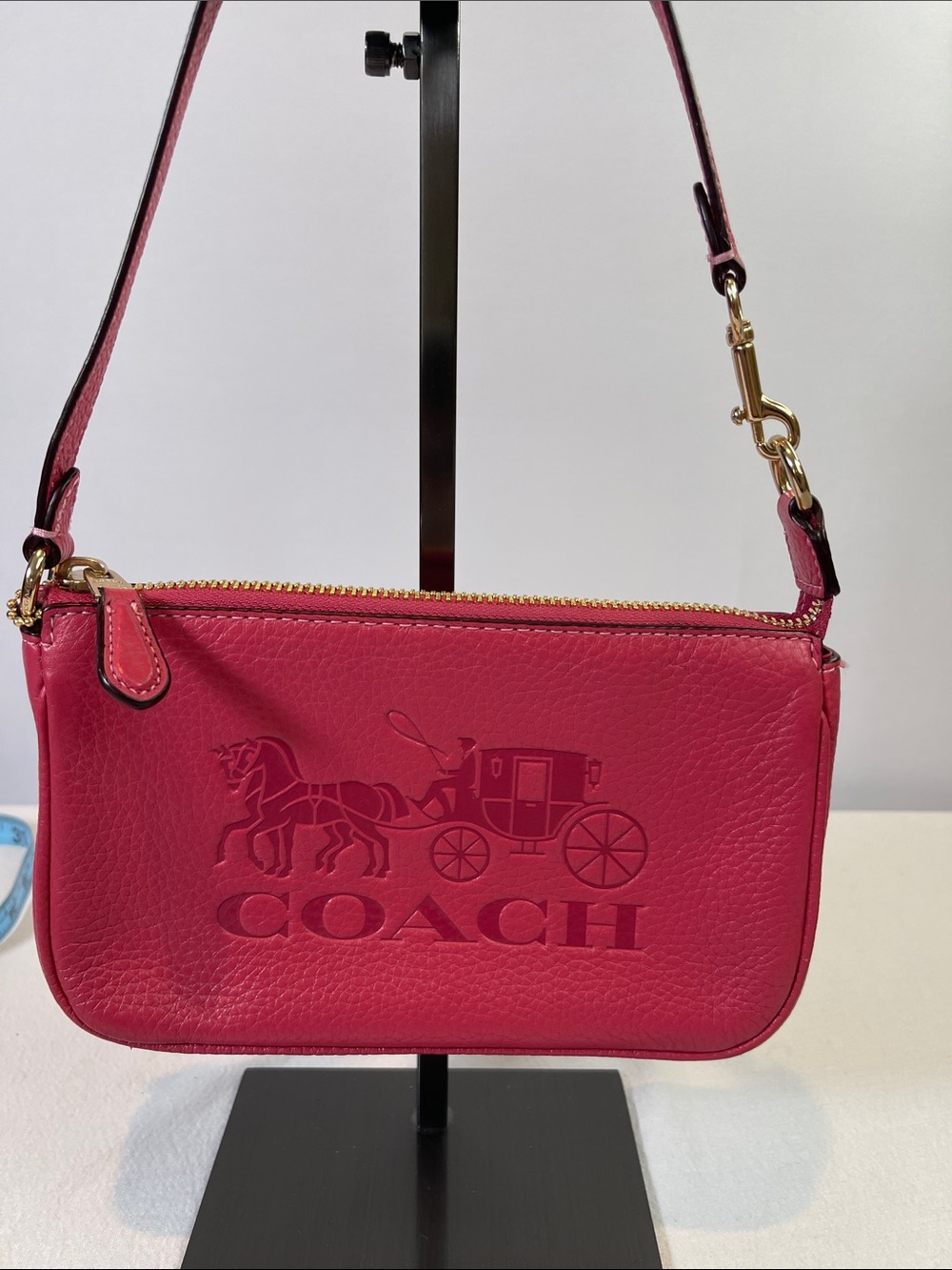 Coach Nolita 19 Pink Pebbled Leather Horse & Carriage Shoulder Bag